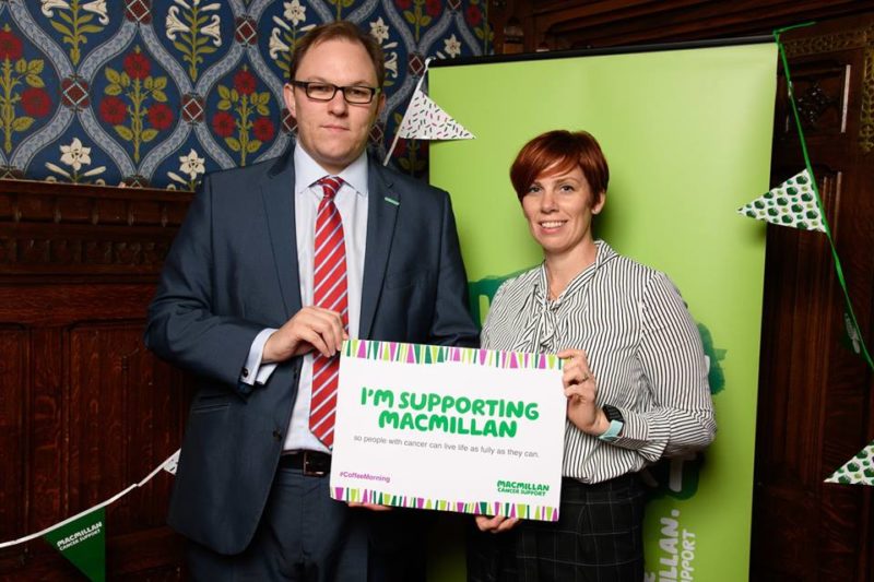 Gareth supporting Macmillans Coffee morning, in Parliament.