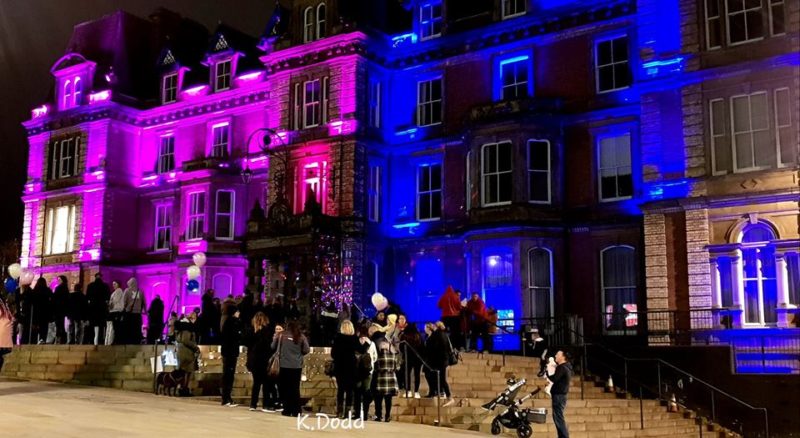 Town Hall turned blue and purple to mark the end of national Baby Loss Awareness Week.